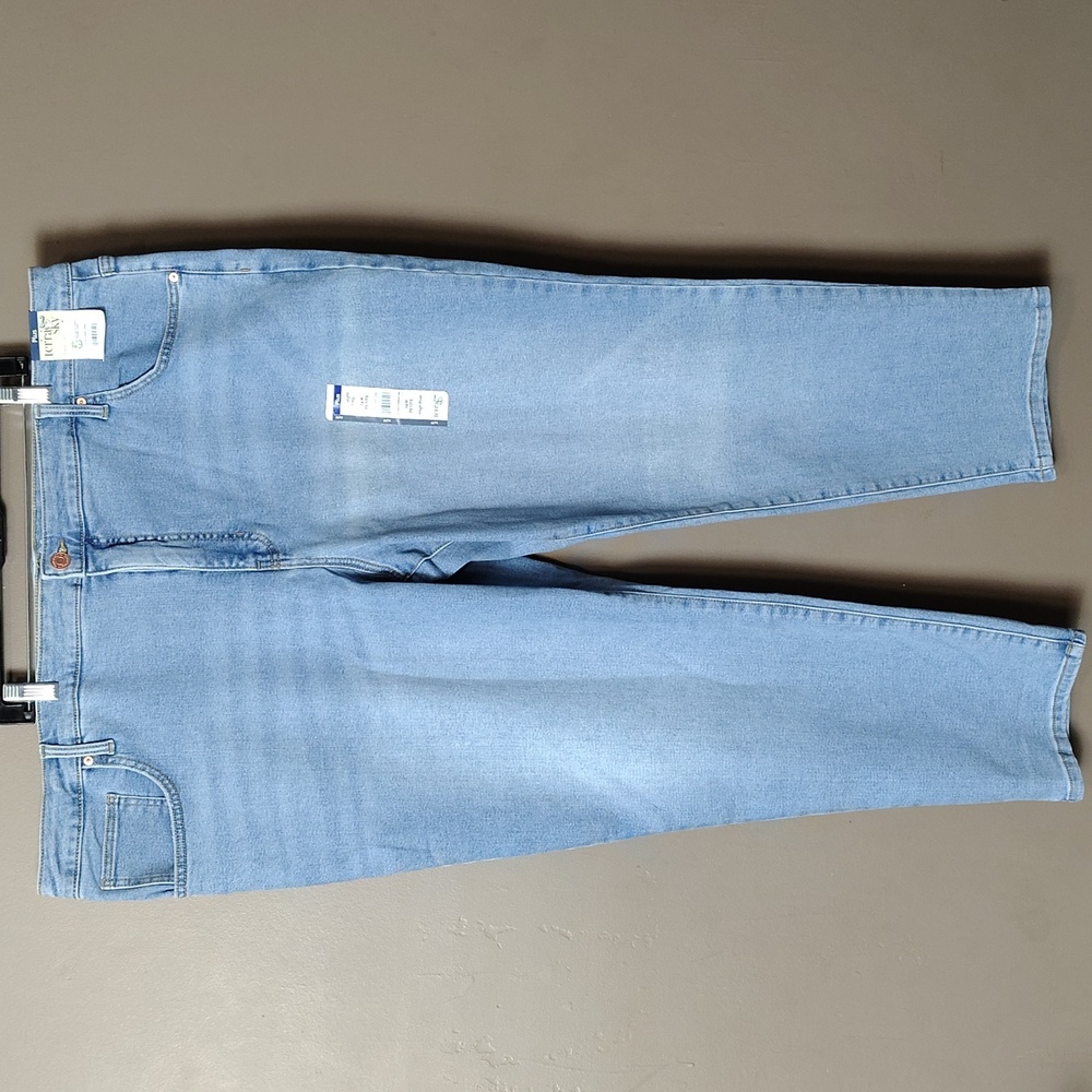 Terra & Sky High Rise Straight Leg Light Wash Jeans Size 24W Petite NWT